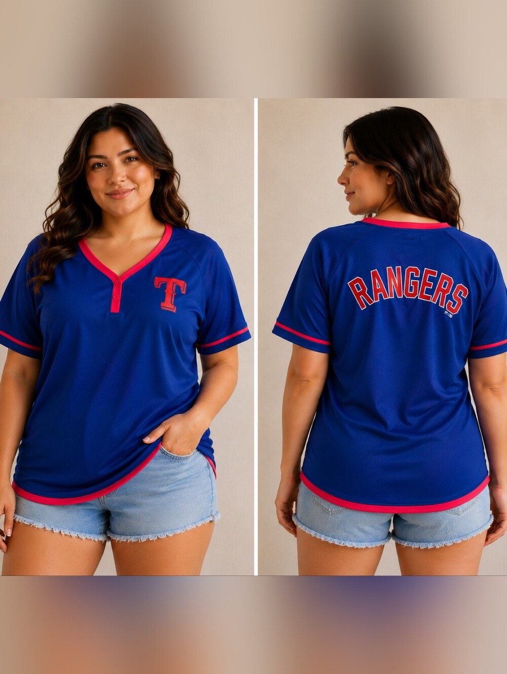 Fanatics Texas Rangers Metallic Logo Jersey Top – Women’s Large NWT